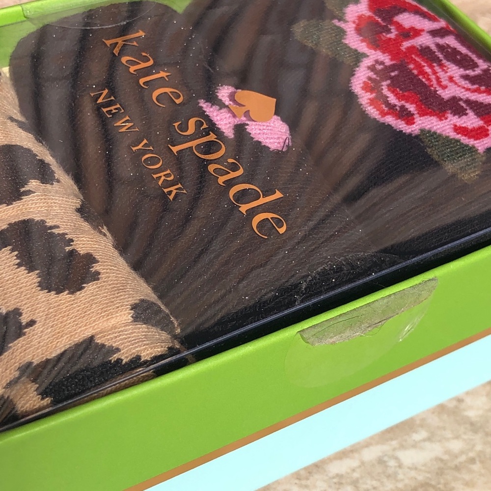 NEW KATE SPADE 3Pr Rose Leopard Crew Socks Box Set - Picture 6 of 9